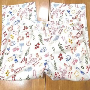 Womens‎ Bagatelle Collection Pants 12 Beach Theme Wide Leg Cropped Stretch